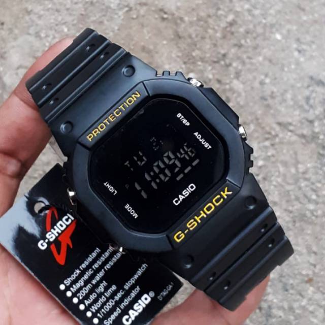 TERVIRAL!!! Jam Tangan Casio Gshock Water Resist Berenang Mandi Hujan - Hitam list Gold