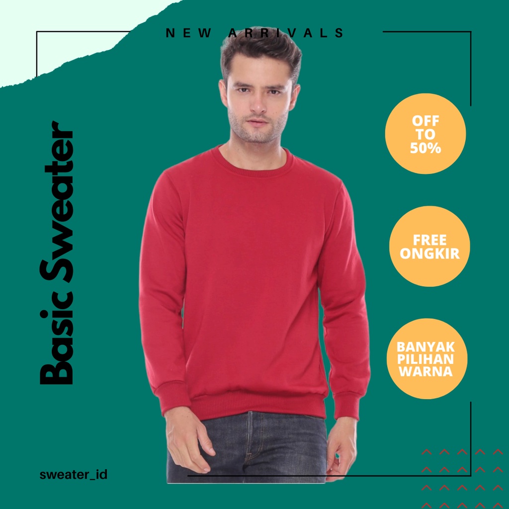 SWEATER_ID Basic Sweater Maroon Polos Unisex