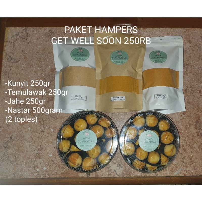 

Paket Hampers Get Well Soon Covid 250rb (Jahe, Kunyit, Temulawak, Nastar) Java Sumandak