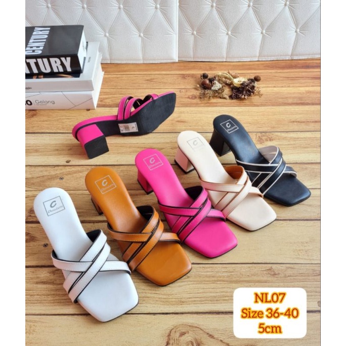 ABBUSHOES NL 07 sendal hak tahu silang premium sinta 5cm