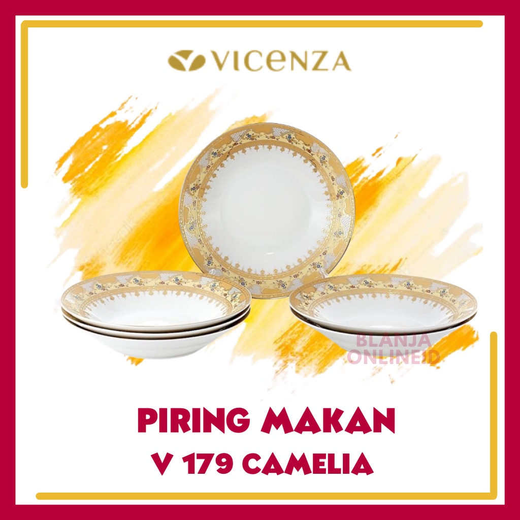 VICENZA Piring Makan Dinner Plate 9 Inch B179/ B 179 Motif Camelia