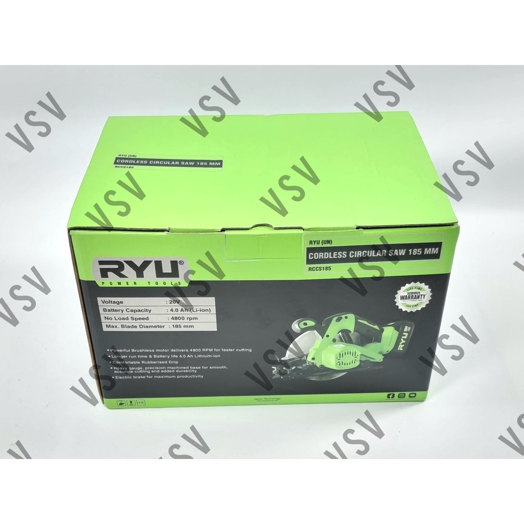 RYU RCCS185 Cordless Circular saw 185mm Mesin Potong Kayu Baterry Circle