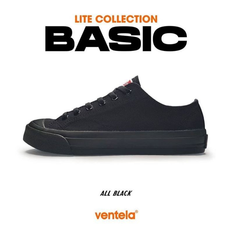 SEPATU VENTELA BASIC FULL BLACK LOW