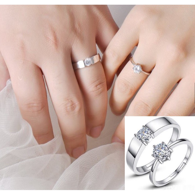 SEPASANG #18 Cincin Couple Anti Karat Sterling Silver 925 Lamaran Tunangan Kawin Korea Fashion S925