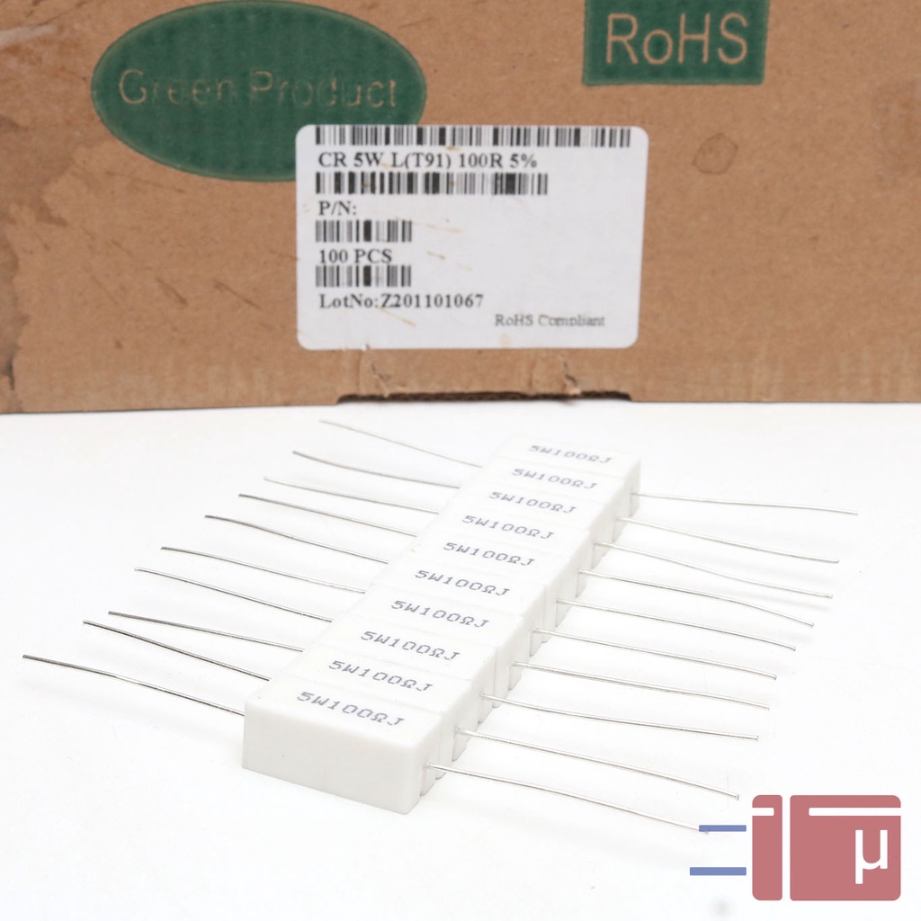 Resistor Kapur 100R 100 Ohm 5W Taiwan Kaki Tembaga