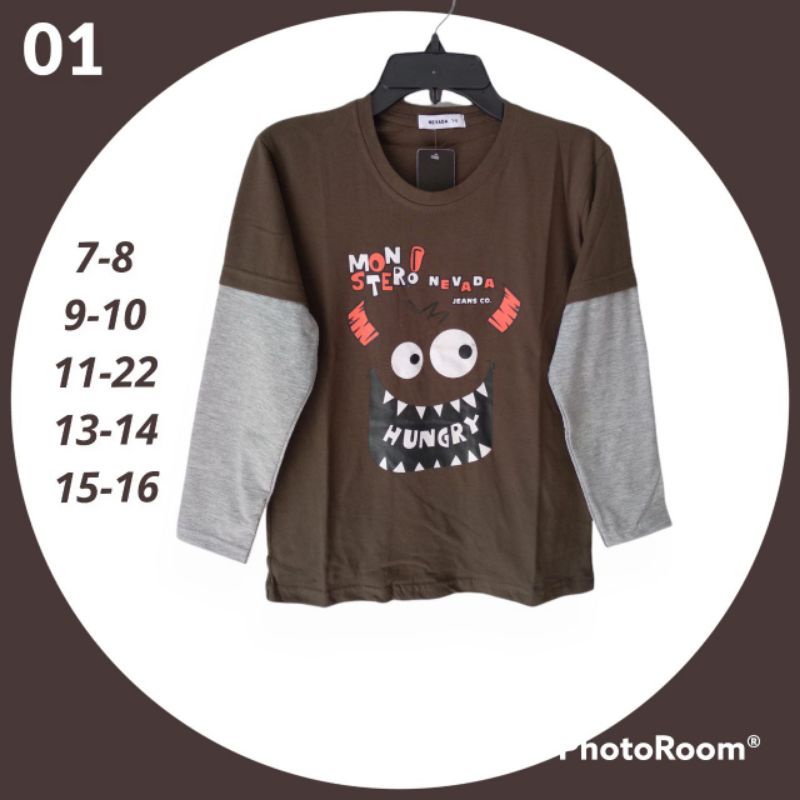 KAOS ANAK COWOK LENGAN PANJANG NEVADA BRANDED MATAHARI MURAH KSANKLPNVD227