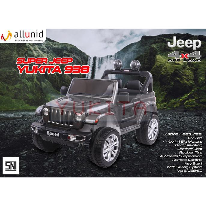 Mobil Aki Jeep YUKITA 938 - 12 Volt - Hitam
