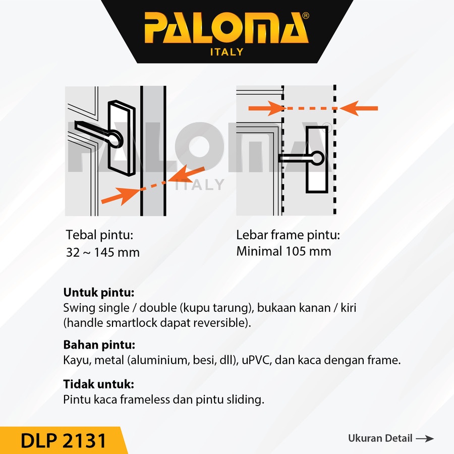 PALOMA DLP 2131 Smart Digital Lock Kunci Pintu Door Handle Home