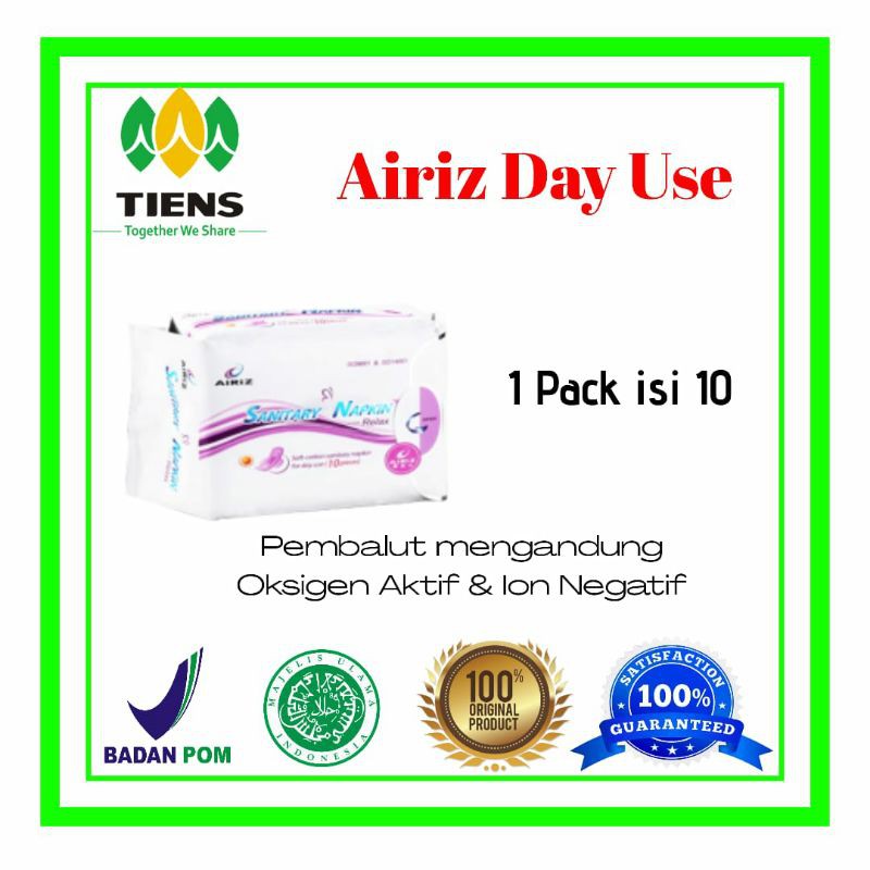 

AirizPembalutSanitaryTowel(DayUse)ActiveOxygen&NegativeIon TerjaminOriginal