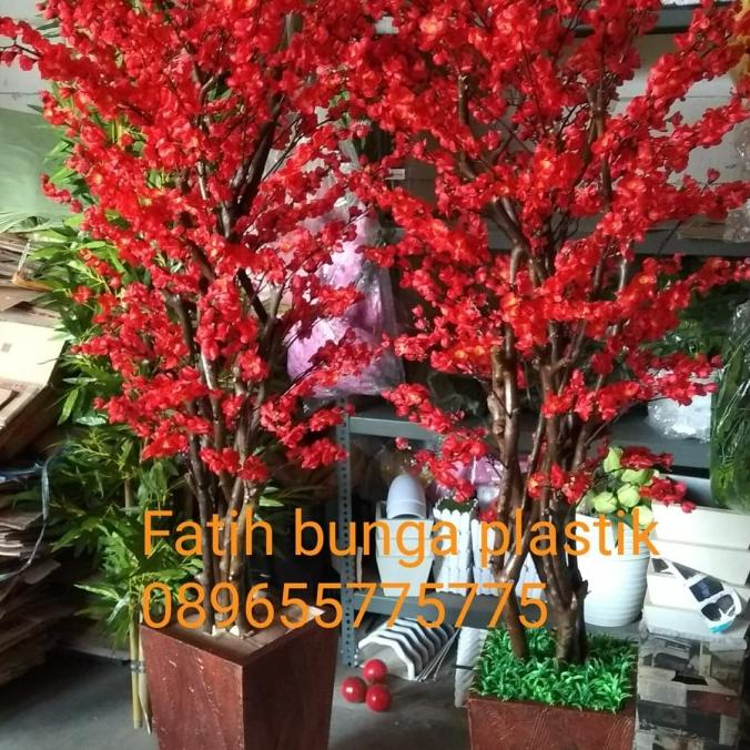 sakura merah bunga plastik