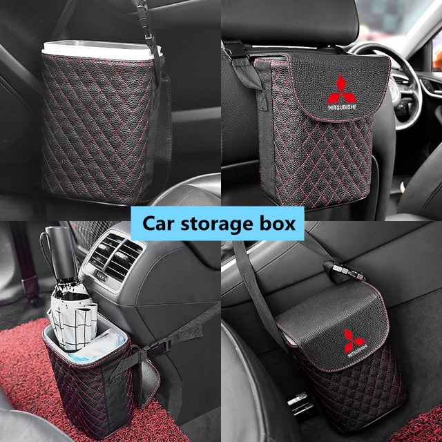 (G-CLUB) Tempat Sampah Bahan Kulit Tahan Air Untuk Mobil Mitsubishi