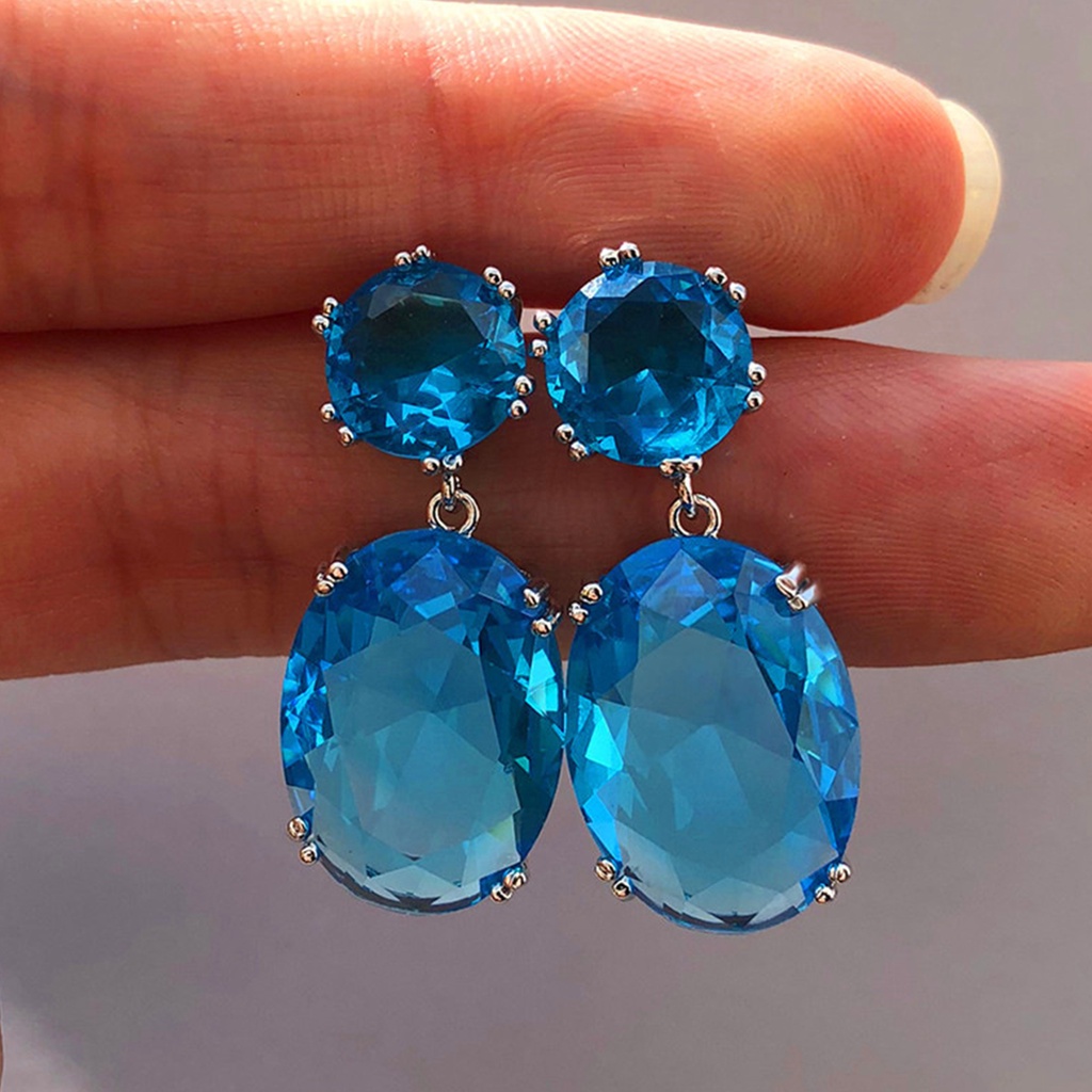 Hu Hu Hu Hu Hu Alat Bantu Pasang Kacamata♡ 1 Pasang Anting Juntai Bentuk Telur Bahan Cubic Zirconia Electroplating Tahan Lama Untuk Wanita