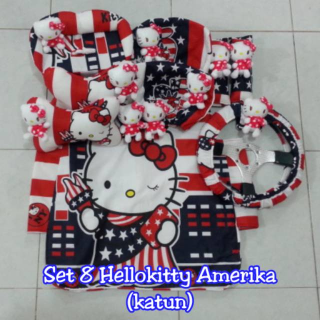 bantal mobil /jok mobil set 8 HelloKitty amerika ( KaTuN )
