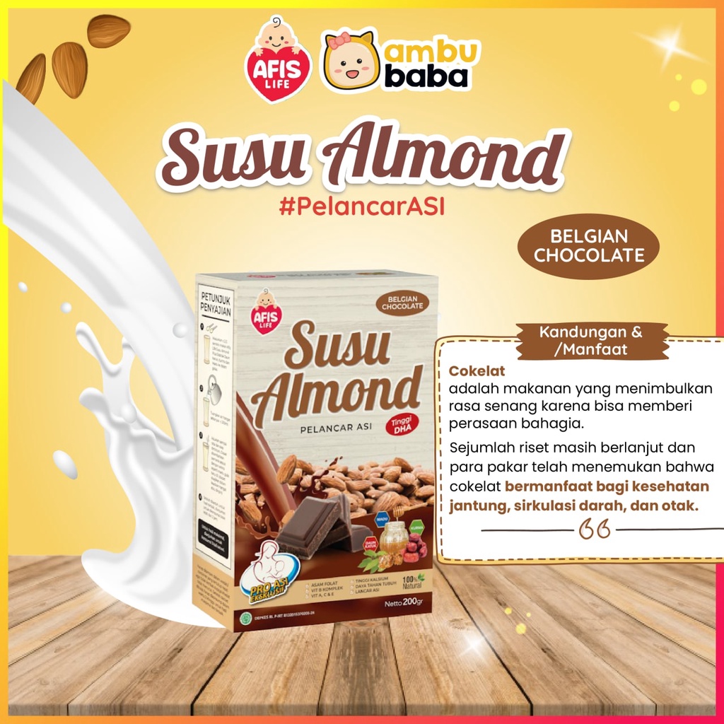 Afis Life Susu Almond Plus Ekstrak Daun Katuk Kurma Dan Madu Pelancar Asi Booster Asi