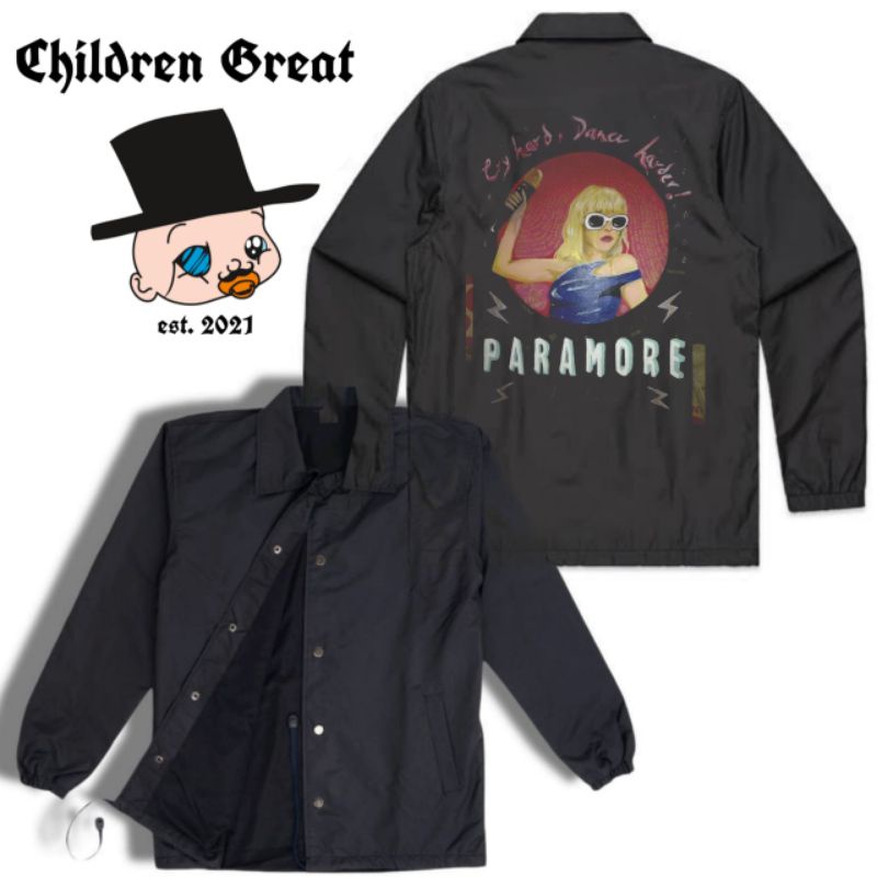Coach jaket PARAMORE jacket BAND vintage windbreakers parasut waterproof taslan polos hitam windbrea