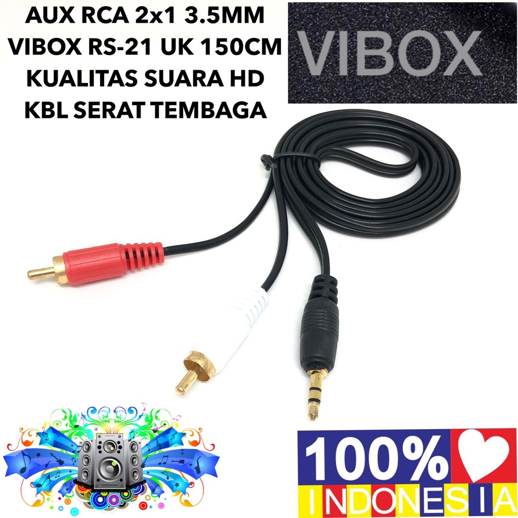 Vibox Kabel Aux Av Rca 2x1 To Jack 3.5mm RC-150 Transparan Cable Jack Audio Speaker Untuk Hp Pc Tv Amplifier Multi Media 1.5M