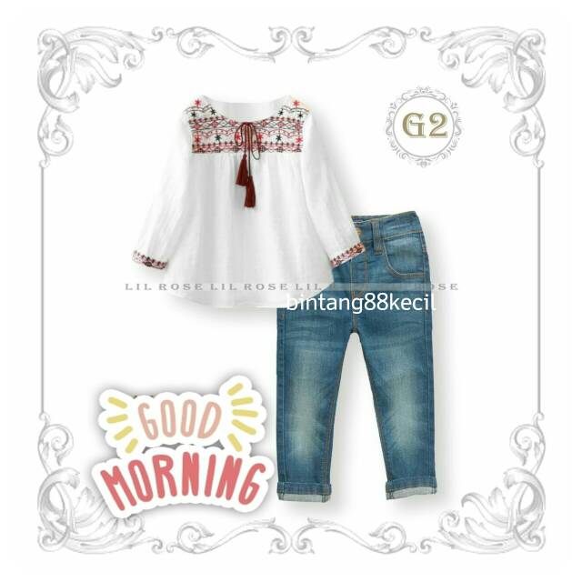 Setelan tunik putih gipsy import