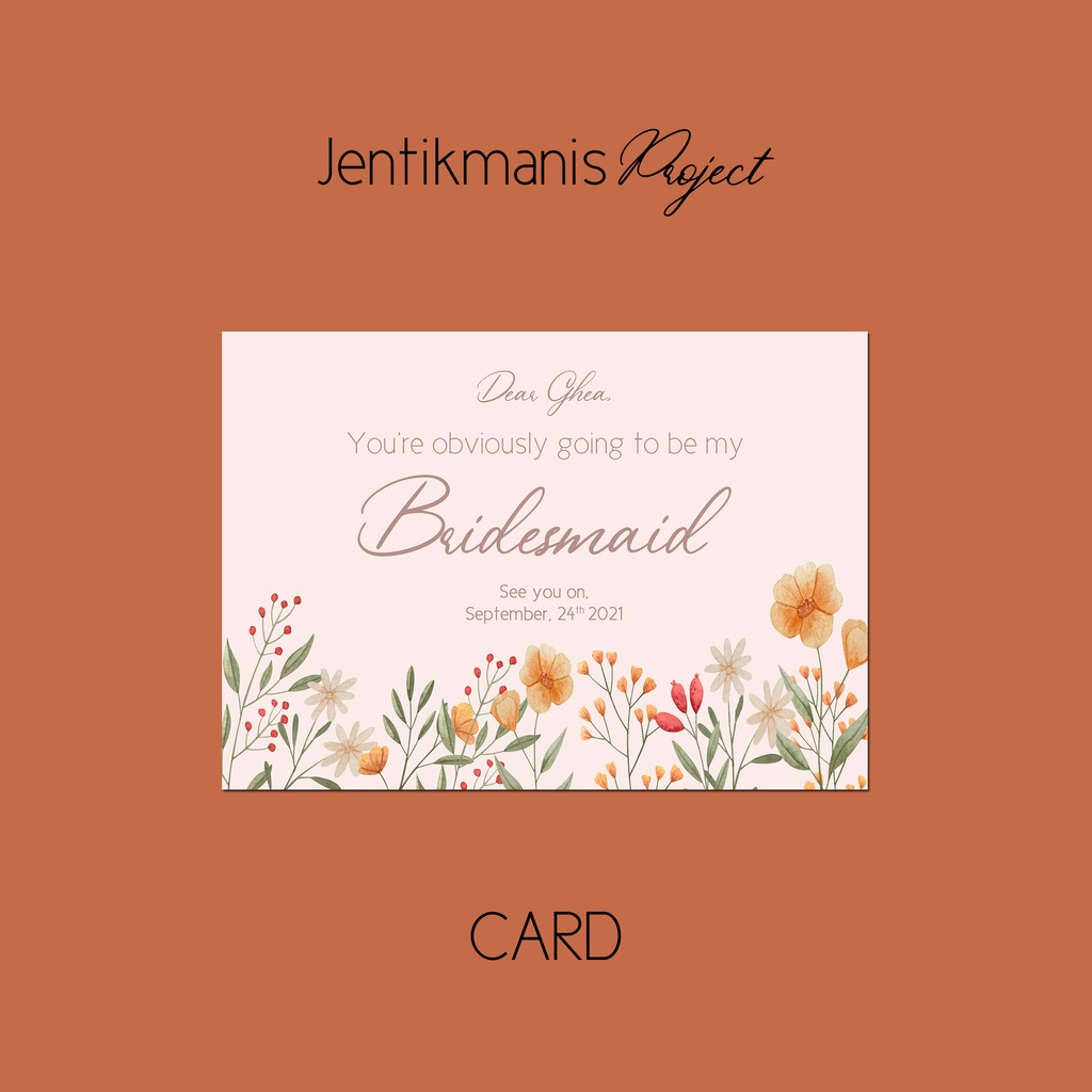 

[TERMURAH] BRIDESMAID CARD TANPA MINIMAL ORDER UKURAN A5