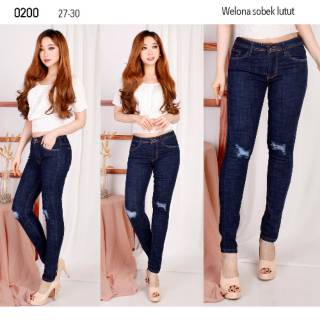 REAL PICTURE CELANA  JEANS  SOBEK  WANITA  CELANA  RIPPED 