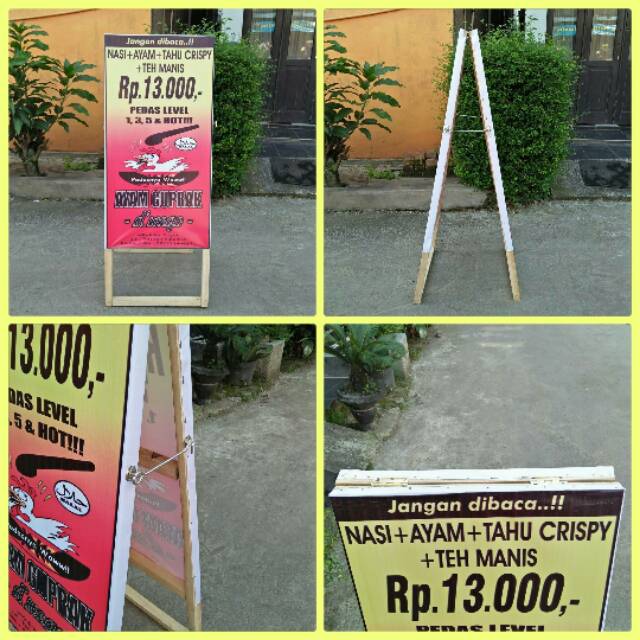 Stand Banner  Kayu Papan Promosi Murah Papan Iklan Lipat 