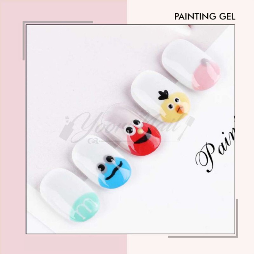 Painting gel pot eceran polish gel lukis nail art uv gel paint gel white black gold silver red