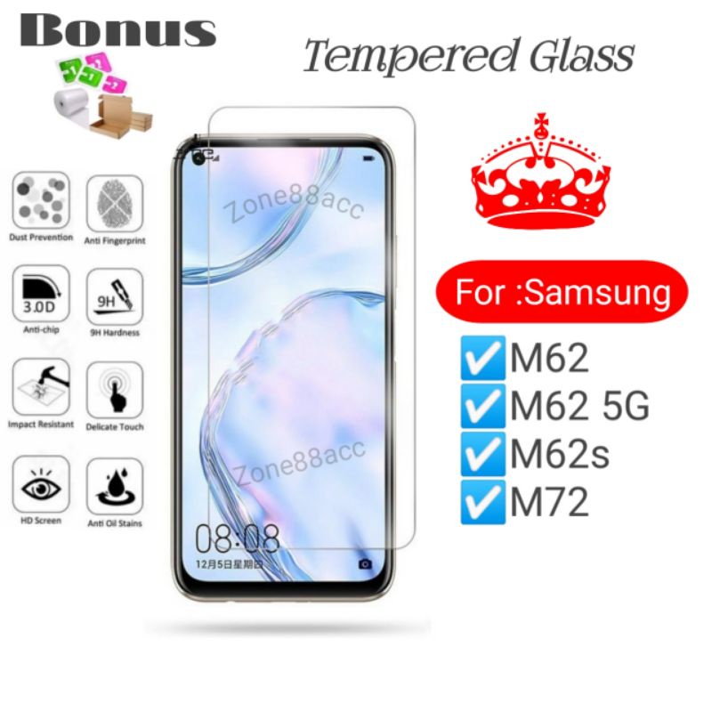 Antigores Tempered Glass Screen Guard protector Samsung M62 M62s M72 s 5G TG Bening Antiblue Spy Blue light Full Garskin Lensa Lens Pelindung Layar