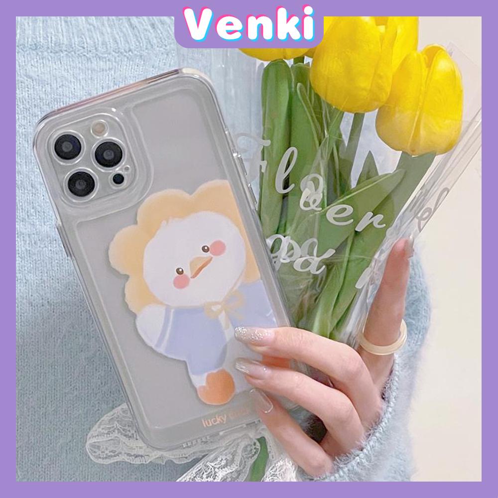 iPhone Case Clear Case Soft Thick TPU Shockproof Super Transparent Protection Camera Plating Button Duck Cartoon Cute For iPhone 13 Pro Max iPhone 12 Pro Max iPhone 11 iPhone 7Plus