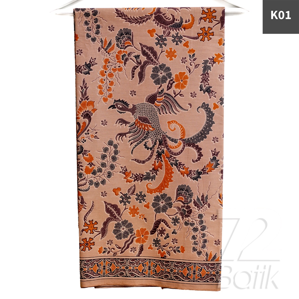 KAIN BATIK KATUN Premium Motif Tresno Asih Warna Cream Coklat Orange 722009 Cap 72 Jarik Jarit Samping Kebat Panjang Batik Katun Modern Premium Bahan Seragam Batik Pernikahan Kantor Keluarga Murah Kamen Jadi Batik Bali Lembaran