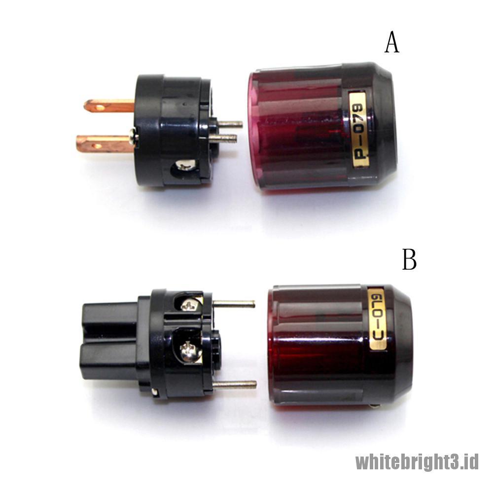 &lt; White3 &gt; Konektor Audio C-079 IEC Female P-079 Male US Power plug Lapis Emas