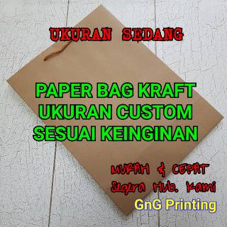 Paper Bag Kraft Sedang , Kantong Kertas, Paper Bag, Uk Custom, Min