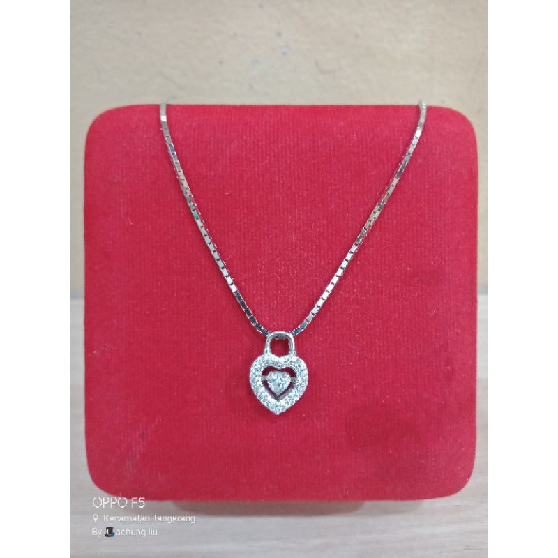 Kalung emas putih italy santa liontin love kadar 420