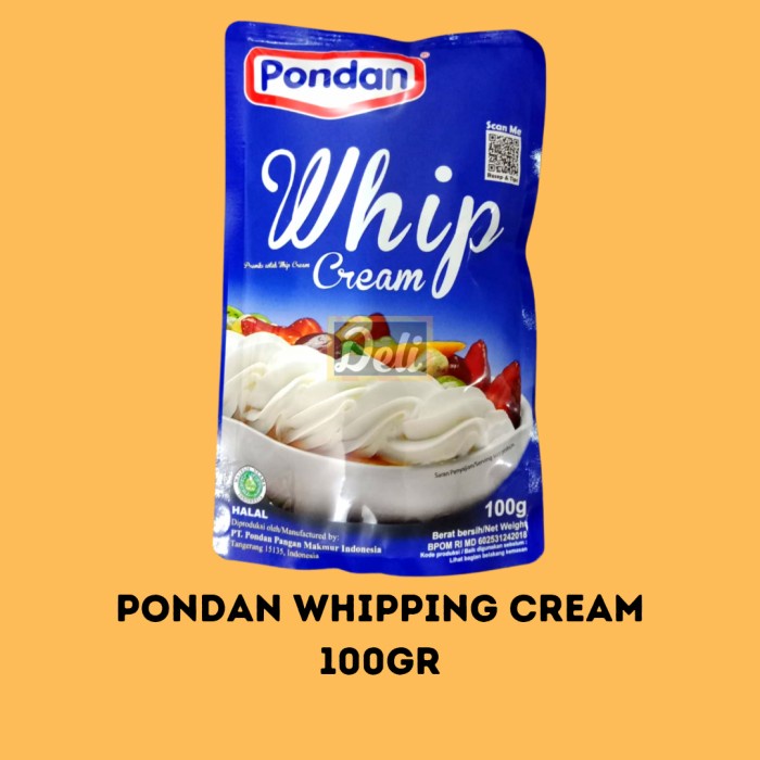 

Pondan Whip Cream Bubuk Instan Pouch 100gr Hiasan Topping Kue