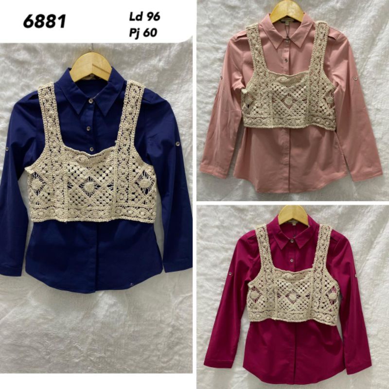 kemeja bullberry katun stret+rompi random import 6881