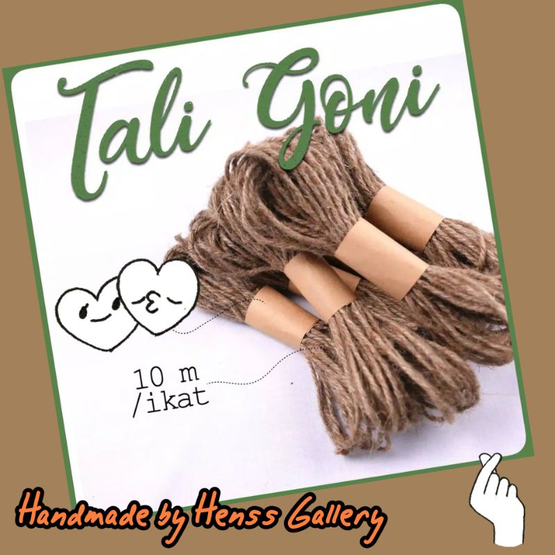 

Tali goni 10m, tali rami DIY craft, hadiah, hampers, kotak kado, rustik, kerajinan, souvenir