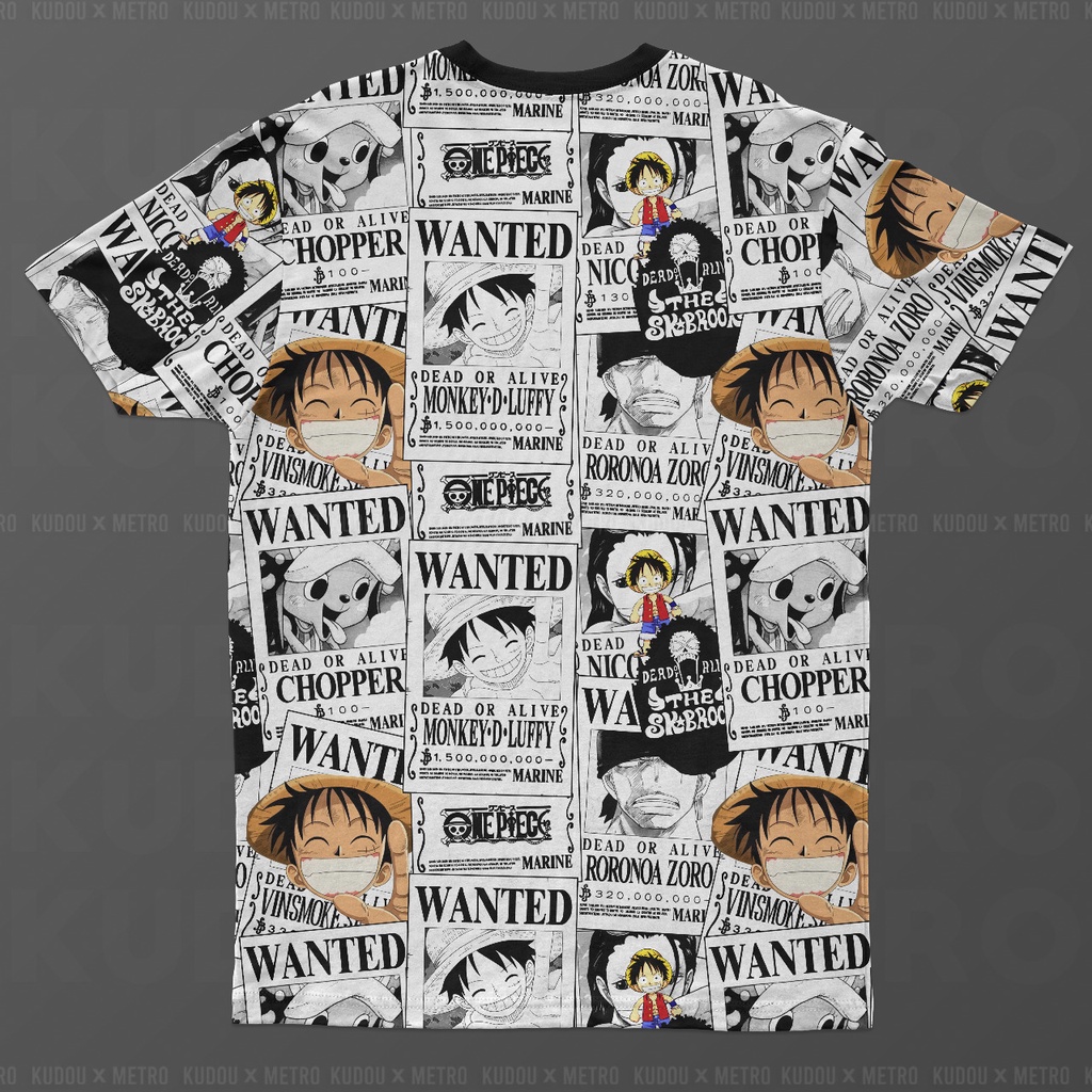 Jersey Luffy Wanted White Fullprint Anime Manga One Piece Premium Unisex