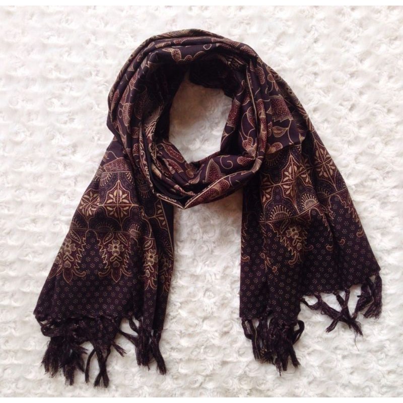 Syal Batik / Scarf Batik / Shawl Batik / Syal Fashion / Selendang Batik - Hitam