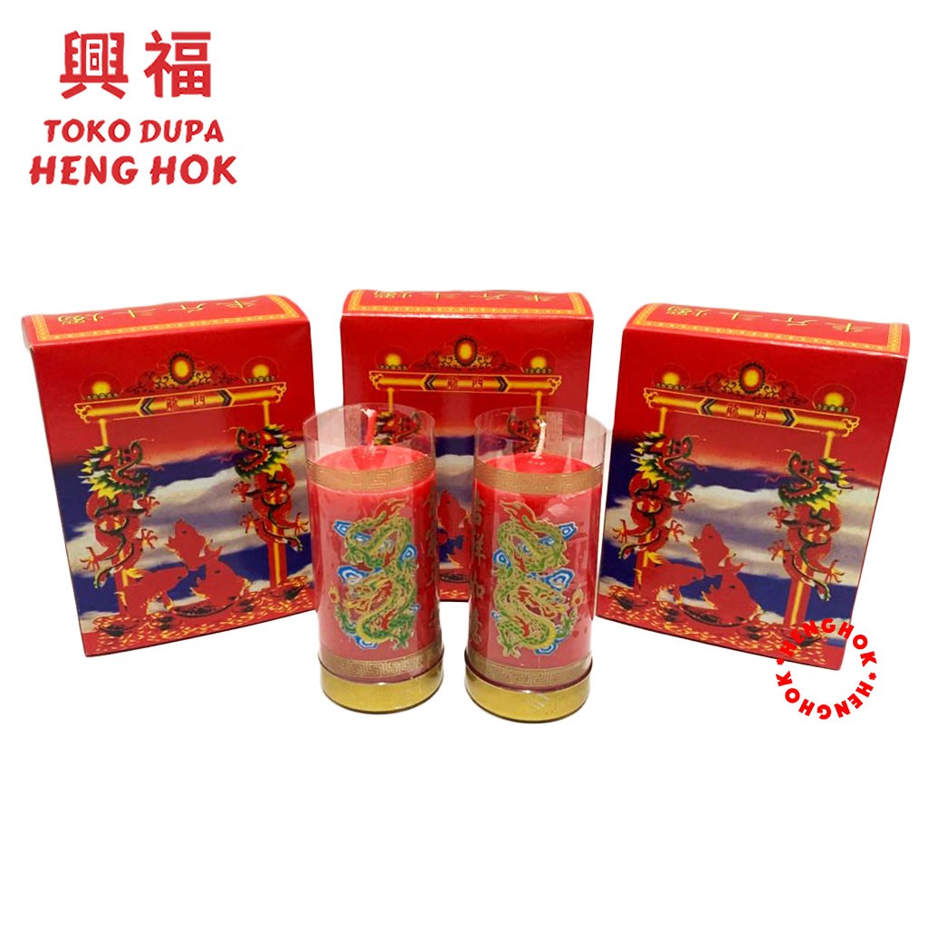 LILIN SEMBAHYANG 1/2 KATI GAMBAR NAGA HIJAU ISI 1 PASANG / 2 PCS