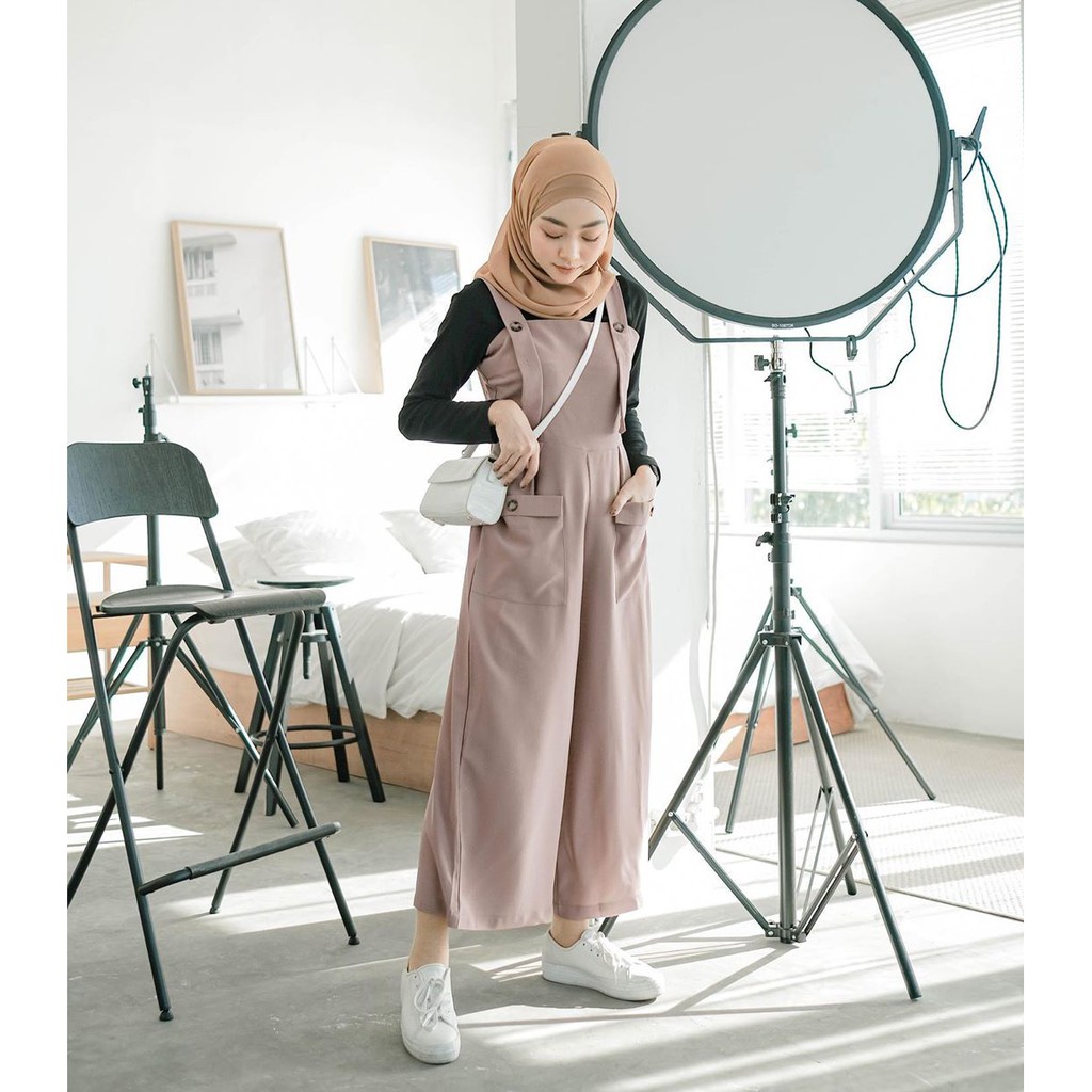 [ Cod ] Borju Overall Basic Polos Fashion Remaja Wanita Muslim Termurah