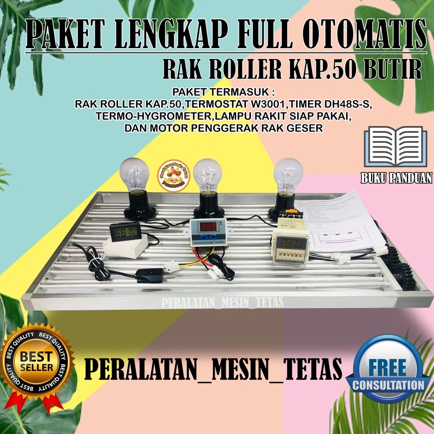 Paket Lengkap Rak Roller Mesin Tetas Full Otomatis Kapasitas 50 Butir Telur