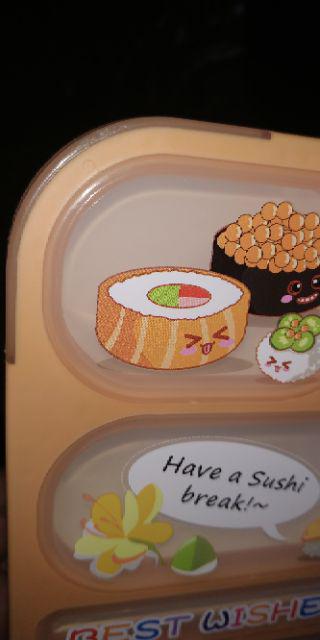 Lunchbox Yooyee 590 5 Sekat Bento Anti Tumpah Green Orange - Kotak Makan