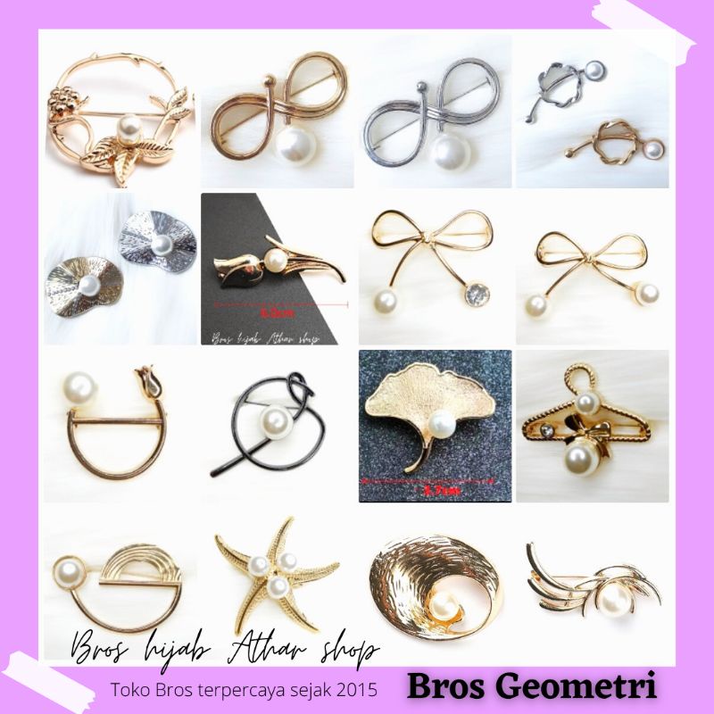 Bros geometri aksen mutiara korea elegan untuk wanita/bross pita/bros bulan/athar shop COD