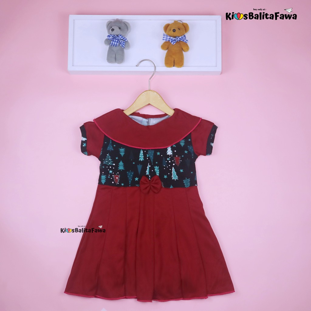 Dress Audy uk 1-2 Tahun / Dres Pesta Murah Grosir Baju Anak Perempuan Harian Gaun Lengan Motif