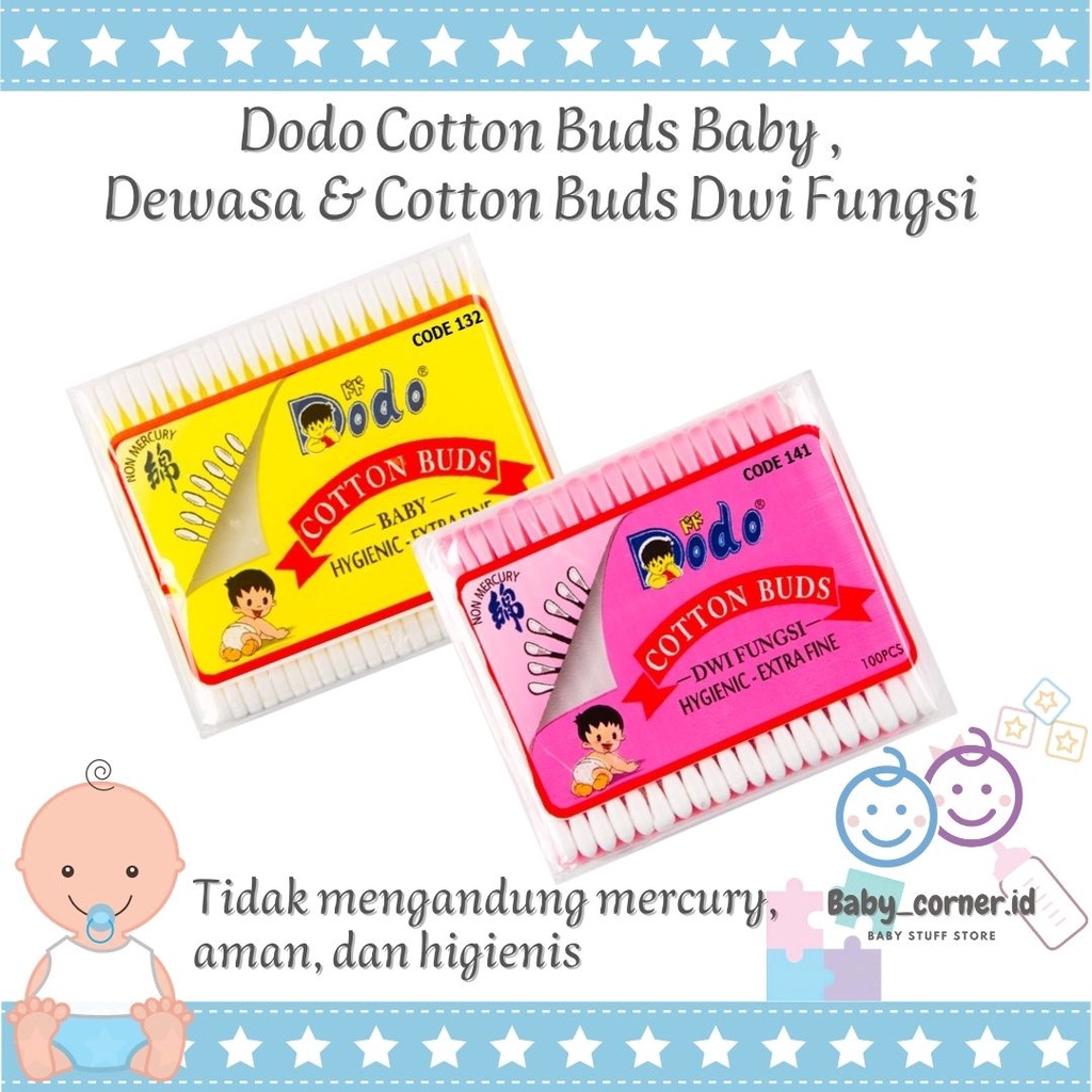 CottonBud bayi, Dewasa &amp; Cotton Buds refill Dwi Fungsi Dodo | Pembersih Telinga | Baby Safe | Lusty Bunny