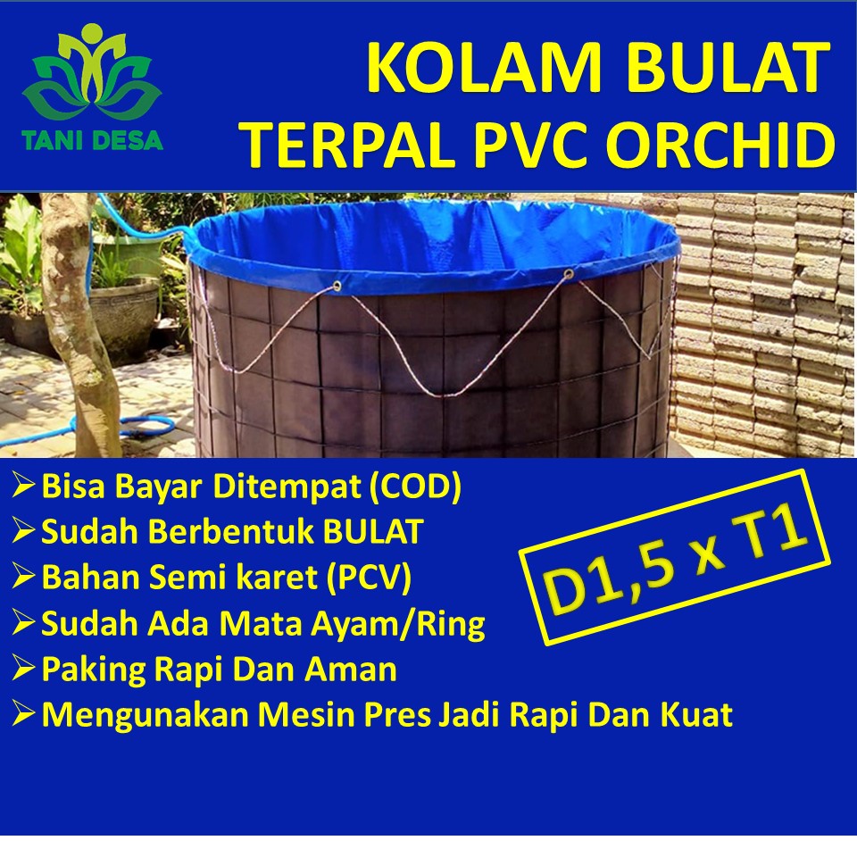 Kolam Terpal Bulat Bioflok Ukuran Diameter 1.5 m Tinggi 1m, TERPAL SAJA