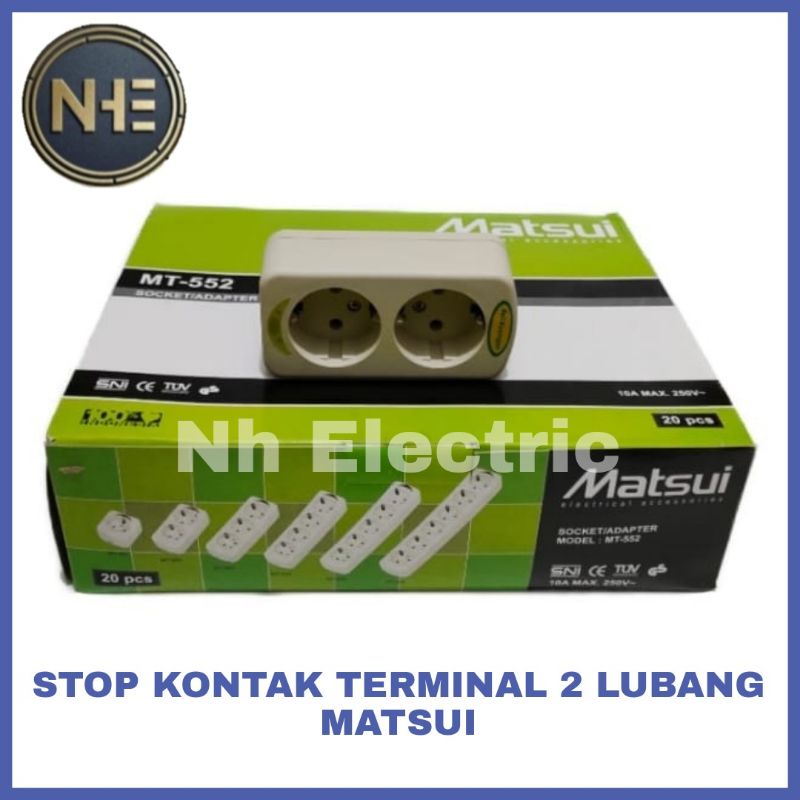 Stop Kontak Arde 1,2,3,4,5,6 Lubang Matsui - Colokan Terminal 1 - 6 Lubang Lampu Kuningan Matsui