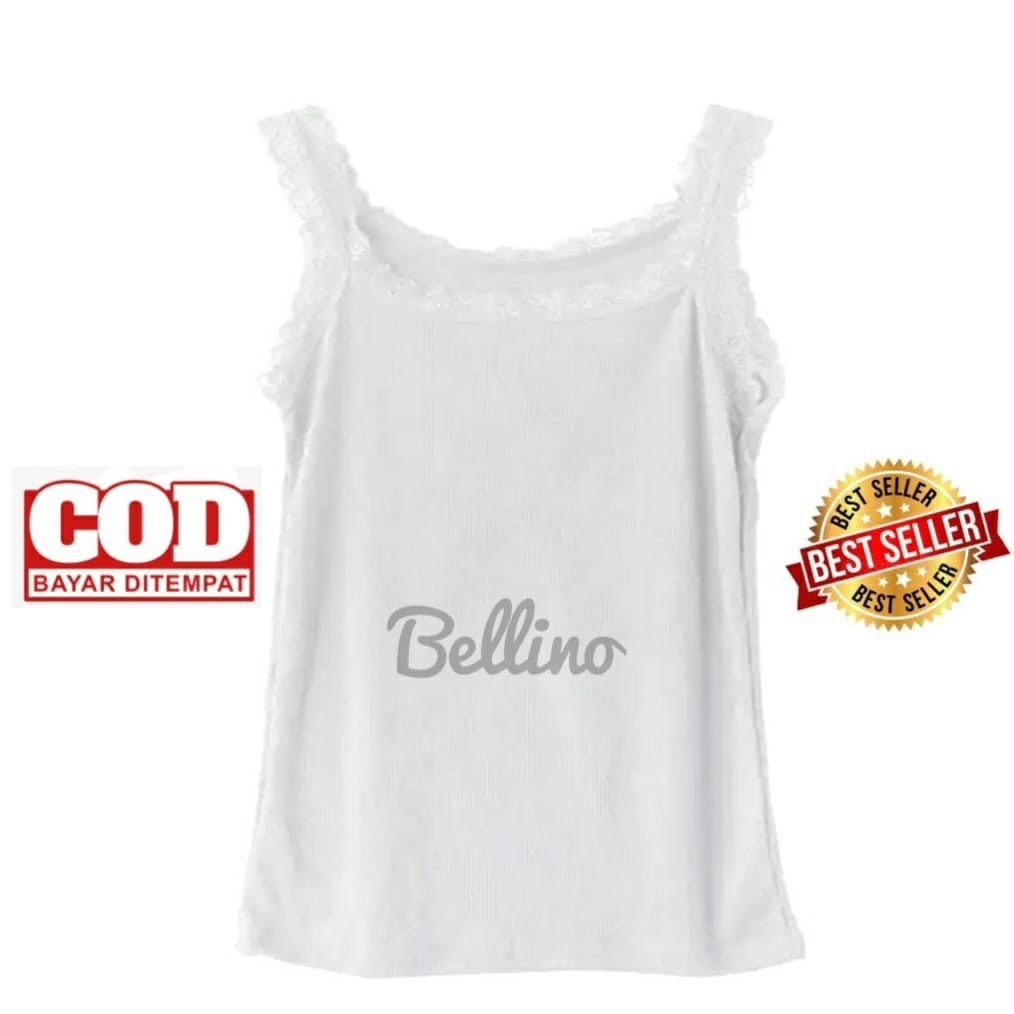 Camisol Renda Jumbo Viorano Tank Top Singlet Camisole Wanita Tanktop Big Size Super Soft Kaos Ft XXL-Putih