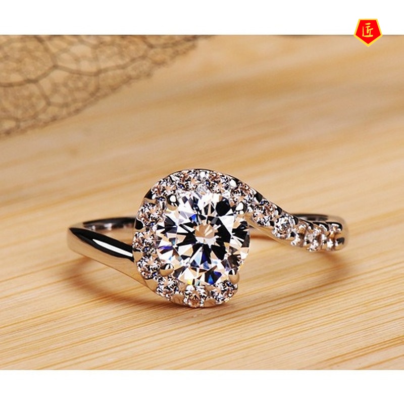 [Ready Stock]Creative Question Mark Silver Inlaid Diamond Ring