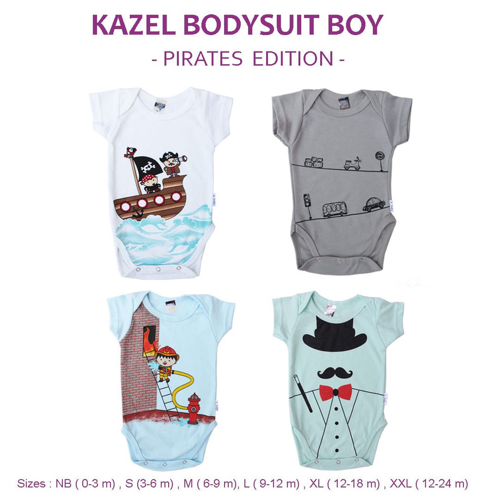 SALE 4pcs Kazel Bodysuit / Jumper Pirate / Fireman / Ballet / Chef 4in1 Jumper Bayi Modern Boy Girl CBKS