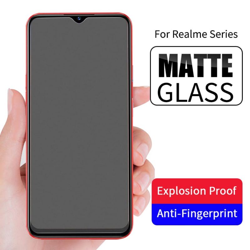 Matte Glass 9H Anti Glare Realme Q / Q2 / Q2 pro / Q3 / Q3 pro / GT 5G / GT Neo / GT Neo 3 / GT Master / U1 / V3 / V5 5G / V11 5G / V11s 5G / V13 5G / V15 5G    Tempered Glass Full Layar/Anti Minyak