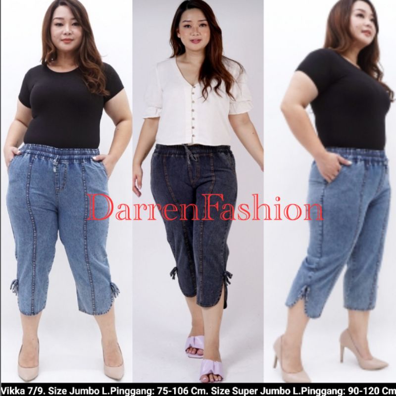 Celana 7/9 Vikka Jumbo  Celana jeans denim jumbo &amp; super jumbo Celana 7/9 wanita bigsize big size